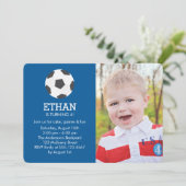 おもしろいサッカーをテーマにしたフォトバースデーパーティー 招待状 (スタンド正面)