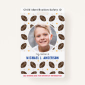 おもしろいサッカーカスタムスポーツモダンフォトチャイルドID バッジ (正面)