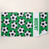 おもしろいサッカーボパーソナライズされたール ビーチタオル (正面)