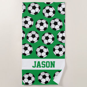 おもしろいサッカーボパーソナライズされたール ビーチタオル