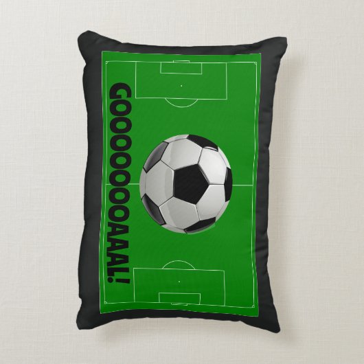 おもしろいサッカーボールとピッチゴール!(サッカー)スポーツ アクセントクッション (裏面(縦))
