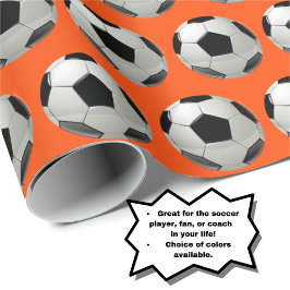 おもしろいサッカーボールのオレンジ色 ラッピングペーパー
