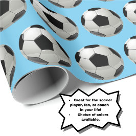 おもしろいサッカーボールのパターブルー ラッピングペーパー