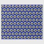 おもしろいサッカーボールの青いラッピング紙 ラッピングペーパー (フラット)