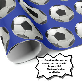 おもしろいサッカーボールの青いラッピング紙 ラッピングペーパー