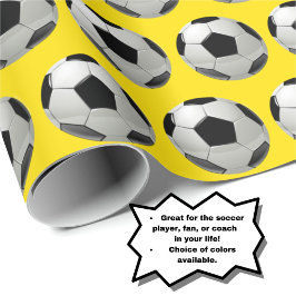 おもしろいサッカーボールの黄色いラッピング紙 ラッピングペーパー