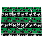 おもしろいサッカーボールパターンパーティーバッグ ラージペーパーバッグ (正面)