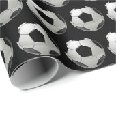 おもしろいサッカーボールパターン黒 ラッピングペーパー (ロールコーナー)