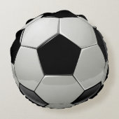 おもしろいサッカーボール白黒スポーティ ラウンドクッション (裏面)