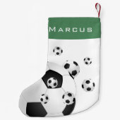 おもしろいサッカーボール緑の名前キッズ スモールクリスマスストッキング (裏面)