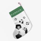 おもしろいサッカーボール緑の名前キッズ スモールクリスマスストッキング (裏面 (吊り時))