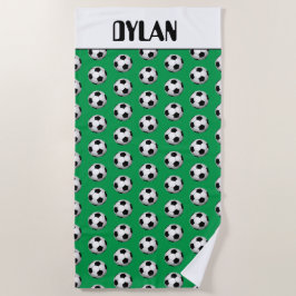 おもしろいサッカーボール追加ネームビーチタオルスポーツ ビーチタオル