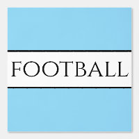 おもしろいサッカー文字ライトブルー白黒ストライプズ