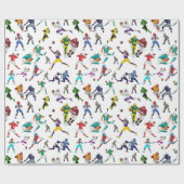 おもしろいサッカー選手のイラストパターン ラッピングペーパー (フラット)