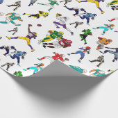 おもしろいサッカー選手のイラストパターン ラッピングペーパー (角)