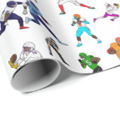 おもしろいサッカー選手のイラストパターン ラッピングペーパー (ロールコーナー)