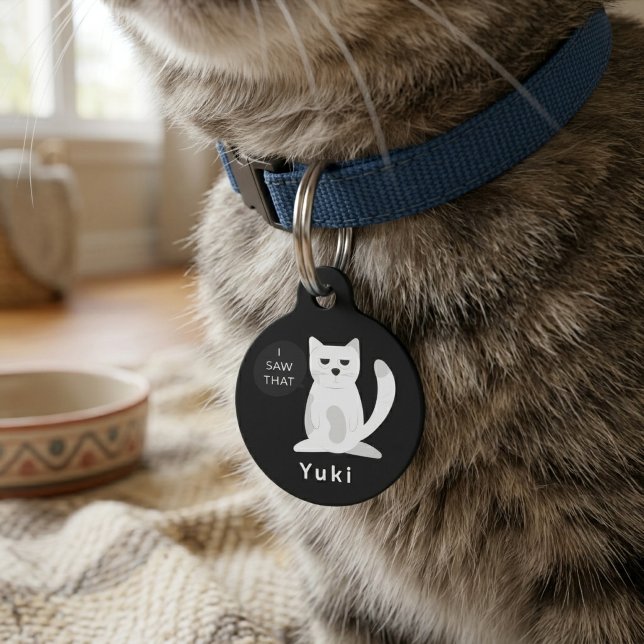おもしろいサバサバ猫のカスタムペットIDタグ "見たよ" ペット　ネームタグ (クリエイターアップロード済み)