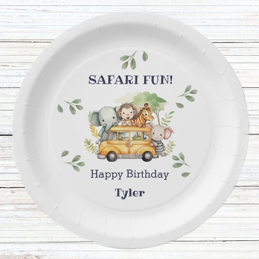 おもしろいサファリアニマルジャングル誕生日 ペーパープレート