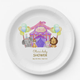 おもしろいサファリサーカスカーニバルバルーンベビーシャワー ペーパープレート