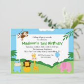 おもしろいサファリ1歳の誕生日 招待状 (スタンド正面)
