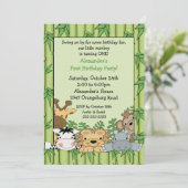 おもしろいサファリ1歳の誕生日 招待状 (スタンド正面)