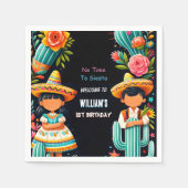 おもしろいサボテンかわいいウノタコ最初のフィエスタ1st誕生日 スタンダードカクテルナプキン (正面)