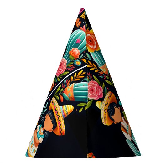 おもしろいサボテンかわいいウノタコ最初のフィエスタ1st誕生日 パーティーハット (裏面)