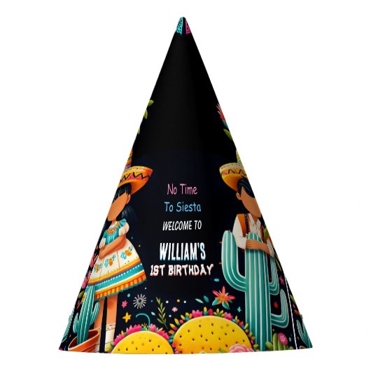 おもしろいサボテンかわいいウノタコ最初のフィエスタ1st誕生日 パーティーハット (正面)