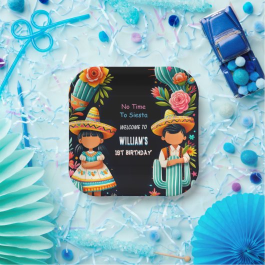 おもしろいサボテンかわいいウノタコ最初のフィエスタ1st誕生日 ペーパープレート (パーティー)