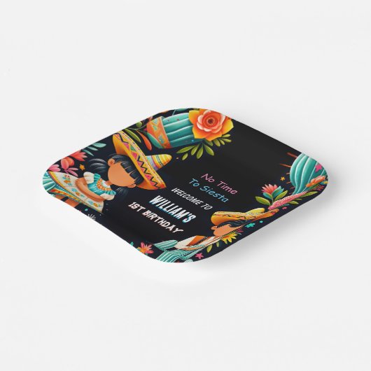 おもしろいサボテンかわいいウノタコ最初のフィエスタ1st誕生日 ペーパープレート (傾斜あり)