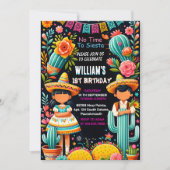 おもしろいサボテンかわいいウノタコ最初のフィエスタ1st誕生日 招待状 (正面)