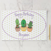 おもしろいサボテンのトリオ漫画イラストレーション ペーパーパッド (インサイチュ)