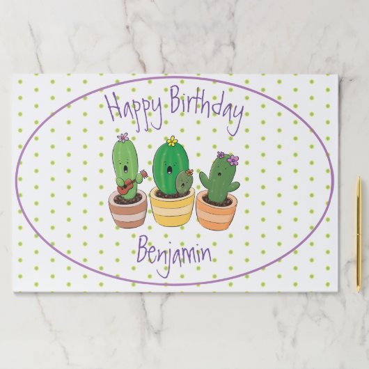 おもしろいサボテンのトリオ漫画イラストレーション ペーパーパッド (インサイチュ)