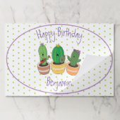 おもしろいサボテンのトリオ漫画イラストレーション ペーパーパッド (折り畳み)