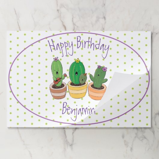 おもしろいサボテンのトリオ漫画イラストレーション ペーパーパッド (折り畳み)