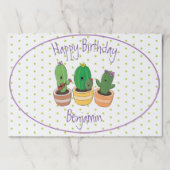 おもしろいサボテンのトリオ漫画イラストレーション ペーパーパッド (正面)