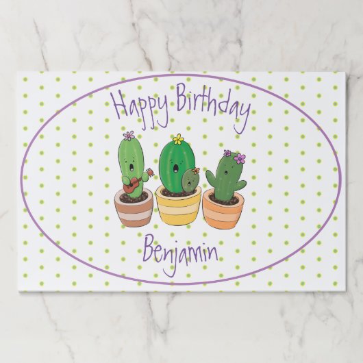 おもしろいサボテンのトリオ漫画イラストレーション ペーパーパッド (正面)