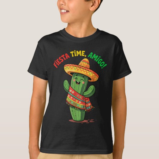 おもしろいサボテンCinco De Mayo Boys Kids Men Mexico Tシャツ (正面)