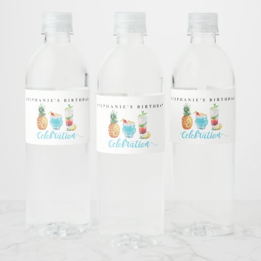 おもしろいサマーお祝いカクテルバースデーパーティー ペットボトルラベル (ボトル)