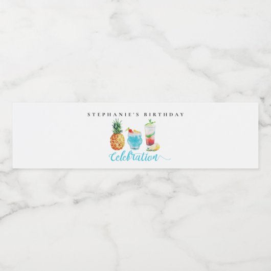 おもしろいサマーお祝いカクテルバースデーパーティー ペットボトルラベル (シングルラベル)