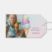 おもしろいサマーアイスクリームフォトバースデーパーティー ギフトタグ (正面(横))