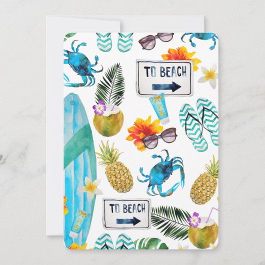 おもしろいサマーアウトドアBBQ婚約パーティ 招待状 (裏面)