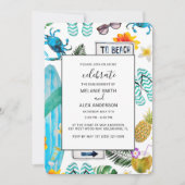 おもしろいサマーアウトドアBBQ婚約パーティ 招待状 (正面)