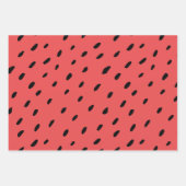 おもしろいサマーウォーターカラースイカフルーツレッドグリーン ラッピングペーパーシート (正面3)