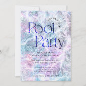 おもしろいサマーウォータープールパーティー誕生日 招待状 (正面)