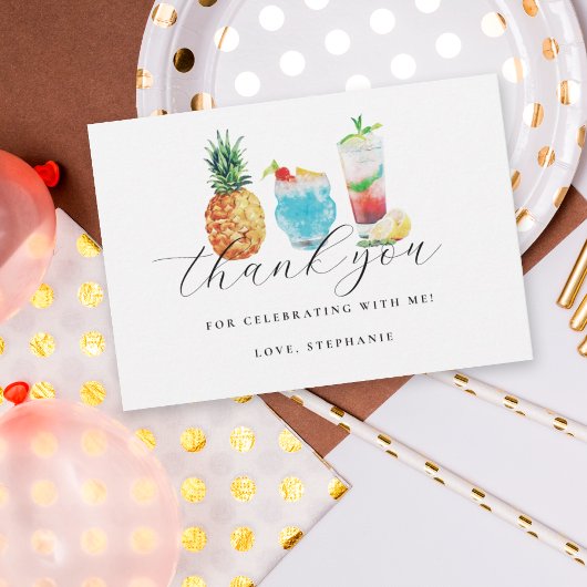 おもしろいサマーカクテルバースデーパーティー サンキューカード