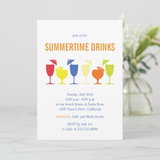 おもしろいサマーカクテルパーティの招待状 招待状 (スタンド正面)