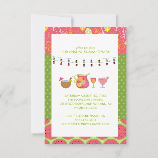 おもしろいサマーカクテルパーティの招待状 招待状 (正面)
