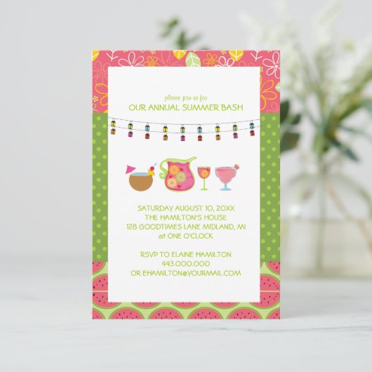 おもしろいサマーカクテルパーティの招待状 招待状 (スタンド正面)