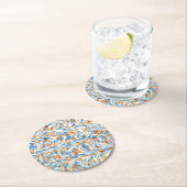 おもしろいサマーカラー絵を描（ばちゃばちゃ）跳ねるアートパターン ラウンドペーパーコースター (インサイチュ)